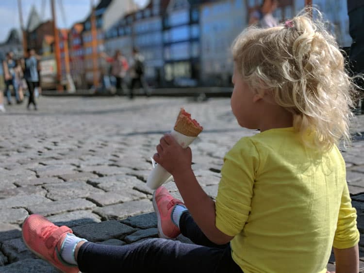 Copenhagen Denmark toddler friendly with ice cream Parenthood and Passports