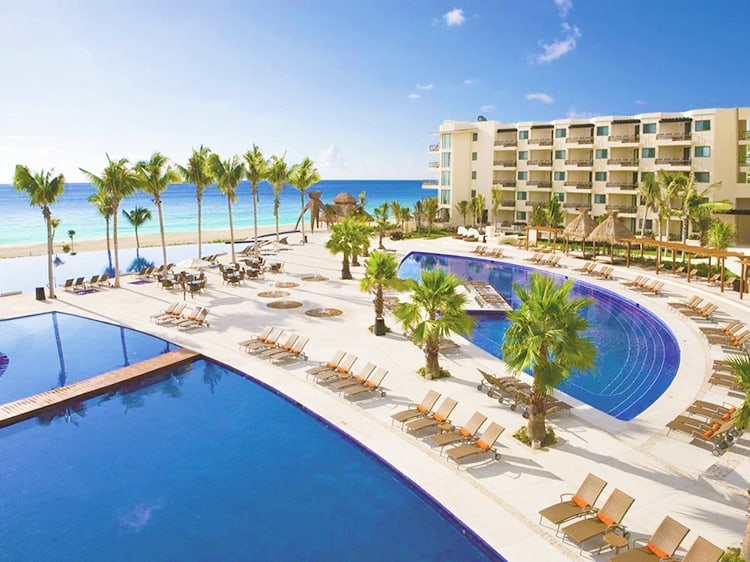 Dreams Riviera Cancun Resort & Spa - All Inclusive, aerial view of the resort pool and beach