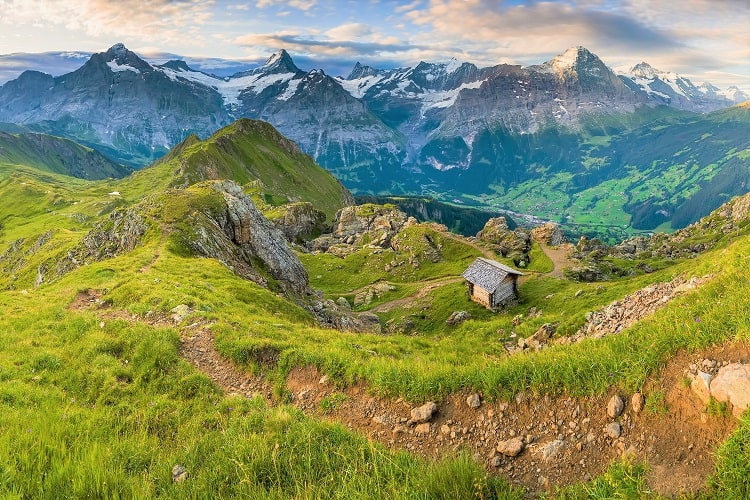 Grindewald Switzerland, mountains, little house