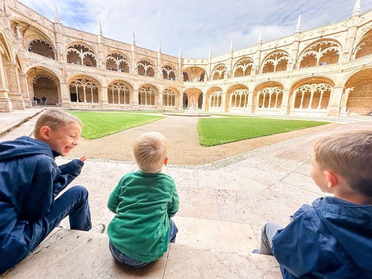 Jeronimos Monastery in Belem, Lisbon, Portugal with a toddler Those Johnson Boys