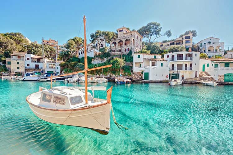 A boat in the water at Mallorca Spain