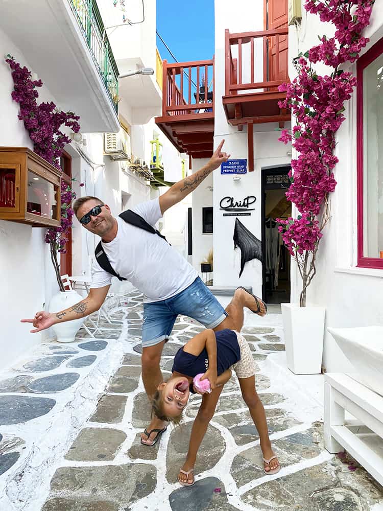 Mykonos in September -  Mykonos Old Town, shops, streets, alleys, cobble stone, white buildings, Greece