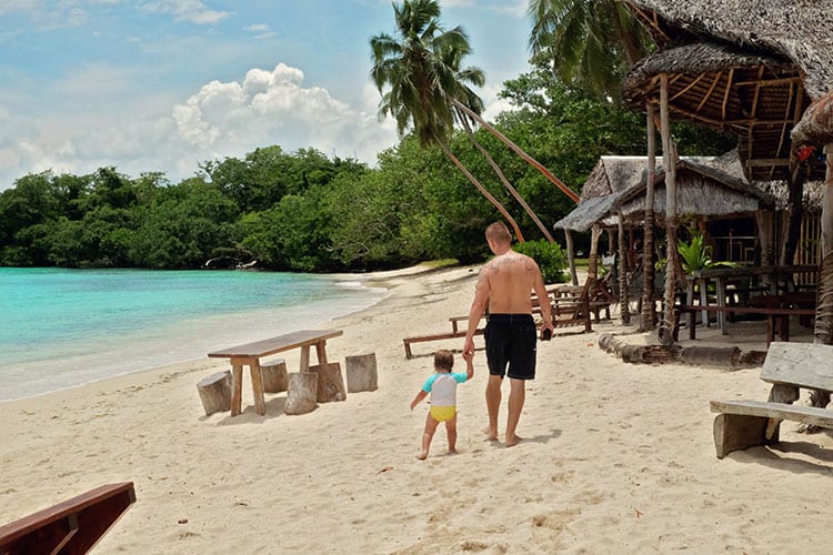 Vanuatu with a toddler on beach