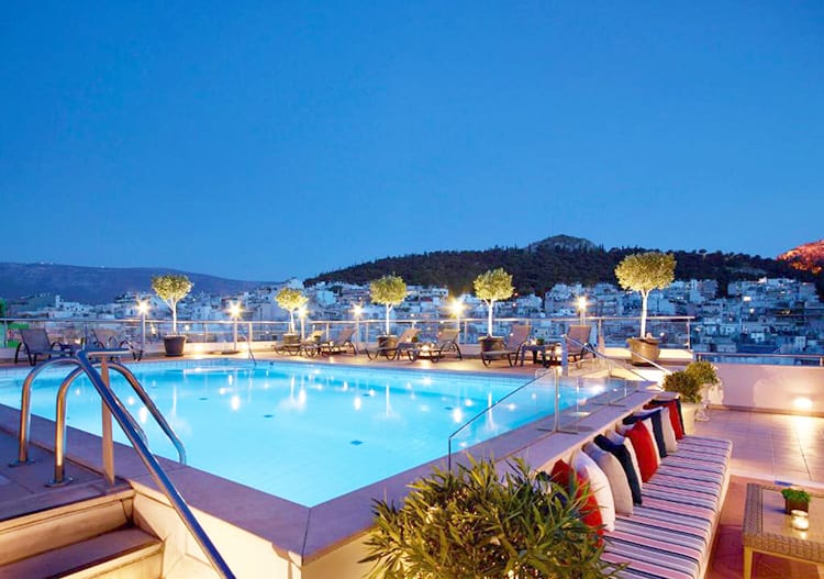 Athens Zafolia Hotel, Greece, rooftop pool area