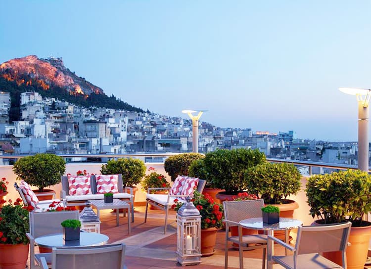 Athens Zafolia Hotel, Greece, rooftop restaurant, Acropolis View