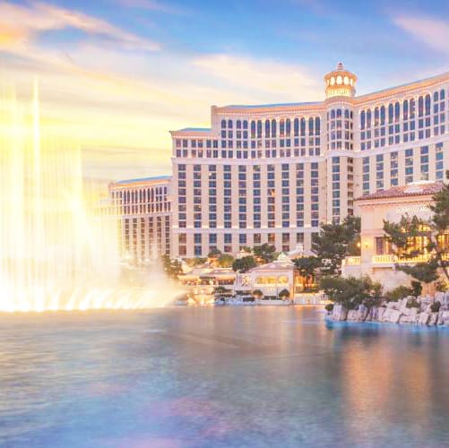 Bellagio Las Vegas, USA, hotel view with the fountains, square image