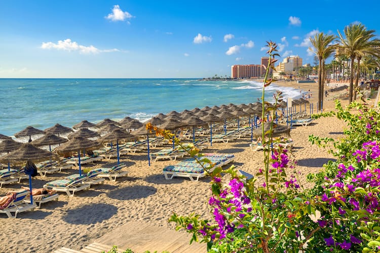 Benalmadena beach Malaga with a toddler