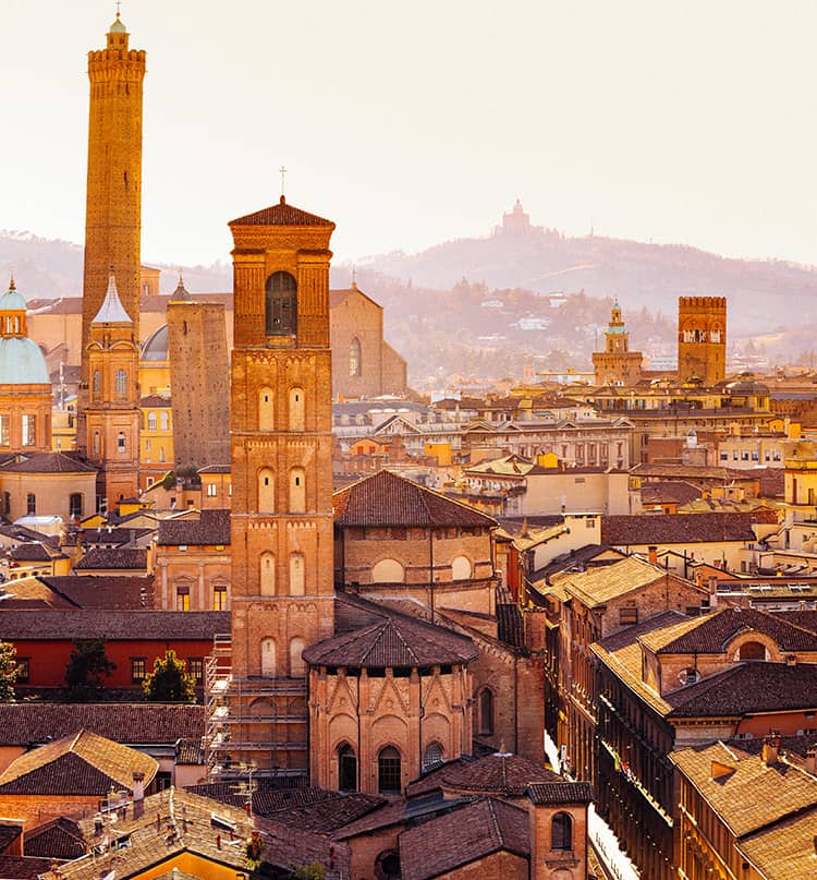 View over Bologna - one of the cities near Milan by train