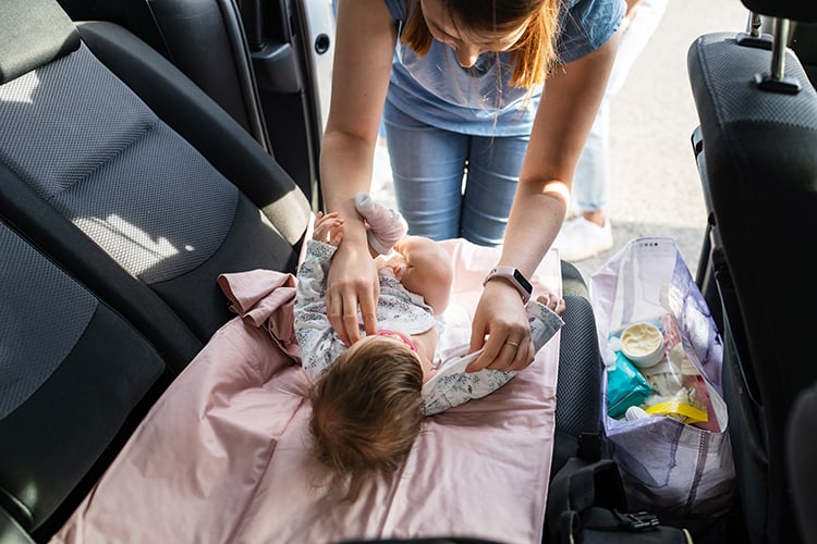 Changing a diaper in Italy