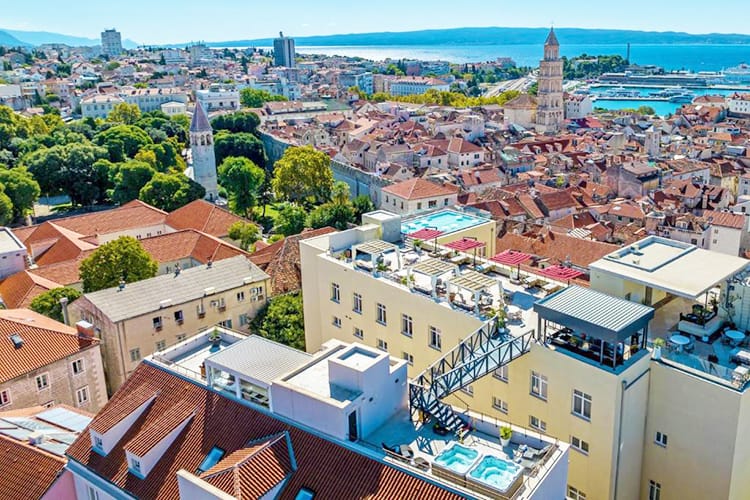 Cornaro Hotel Split, Croatia, hotel and city view from above