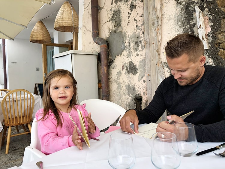 Eating in a restaurant in italy with a toddler
