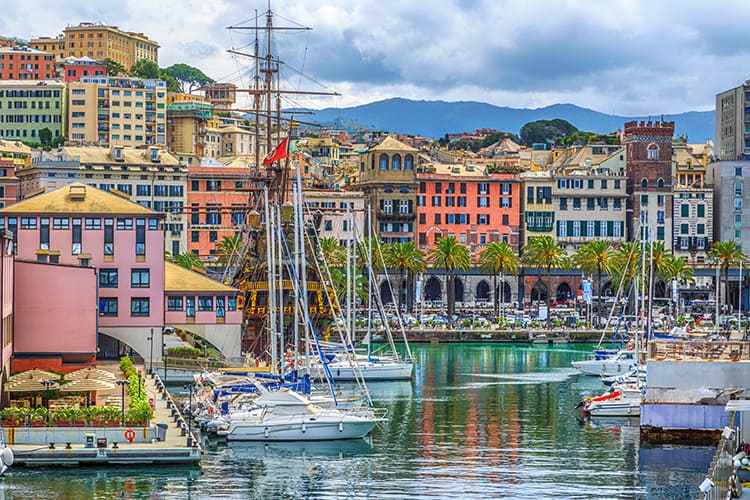 View of the harbor in Genoa - a city near Milan