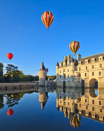 Hot air balloon over Loire Valley