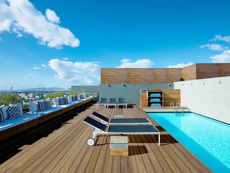 Hotel Fresh Athens, Greece, rooftop pool and sun loungers