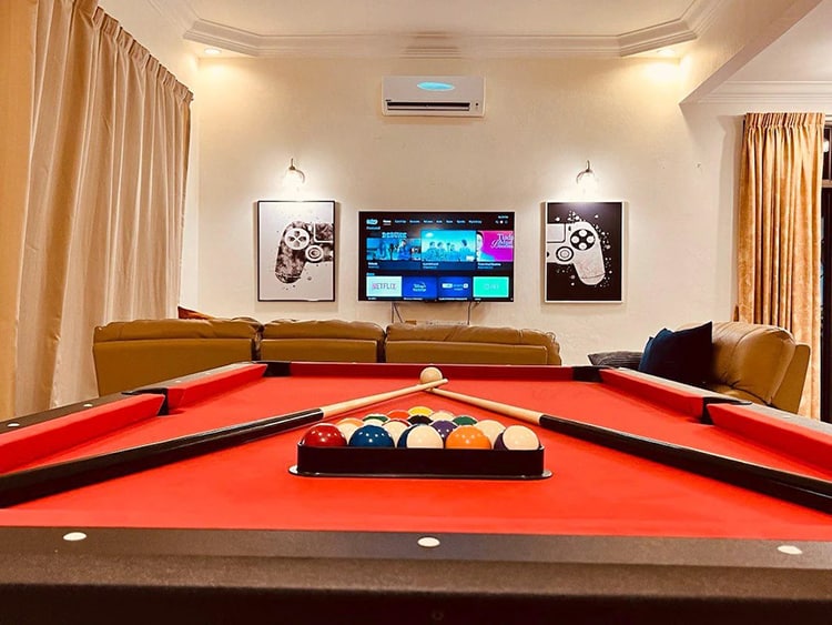 Modern private pool villa, best Penang villas with private pools, Malaysia, lounge and game room