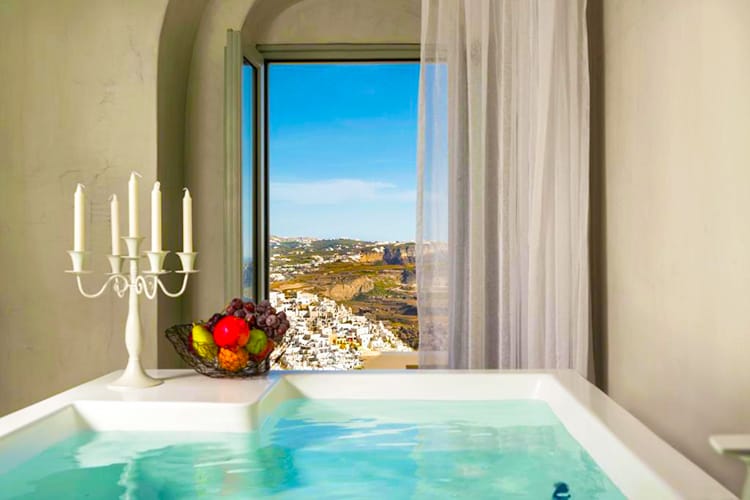 Mythical Blue Luxury Suites, best Santorini hotels with private pools, hot tub