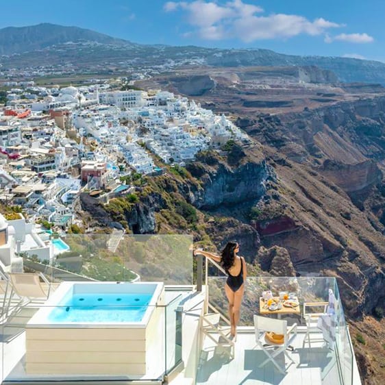 Mythical Blue Luxury Suites, best Santorini hotels with private pools, views, sq