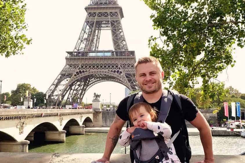 Paris with a Baby at the Eiffel Tower