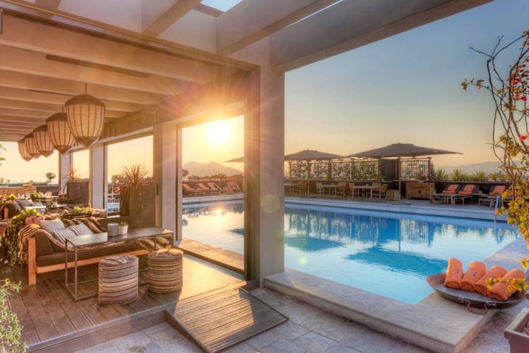 The President Hotel in Athens, Greece, rooftop pool area