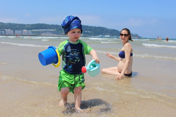 Toddler on La Grande Plage d’Hendaye Love Life abroad