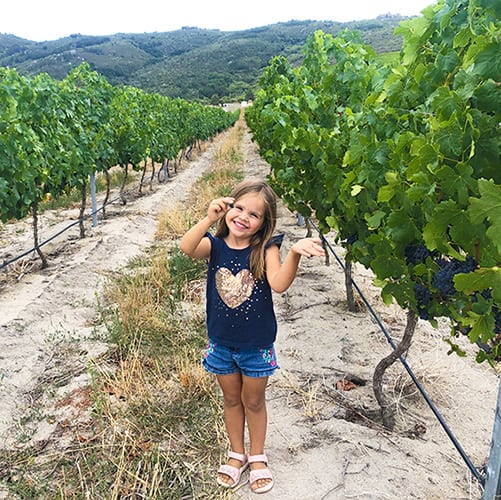 Best Wine Tasting Cape Town Tours and Trips, little girl with a grape in the vineyard