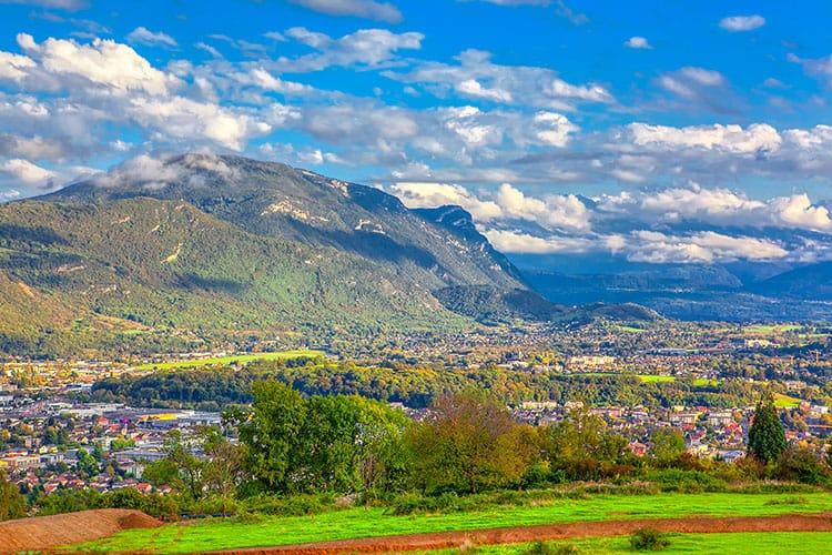 Panorama of Alps and Chambery city ,France