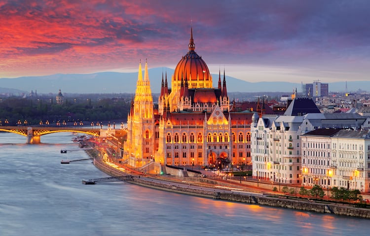 Hungarian parliament, Budapest at sunset