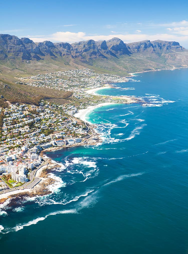 Best Sunset Cruises in Cape Town, aerial view of Camps Bay South Africa