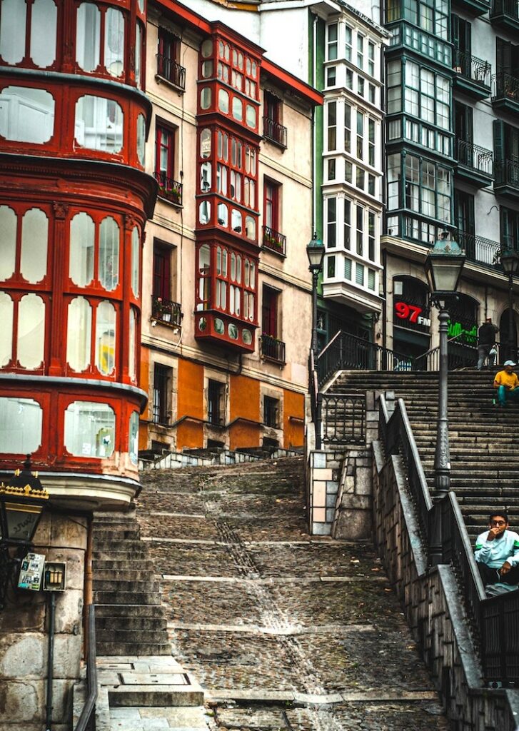 Bilboa Cobbled Streets and Colored Buildings