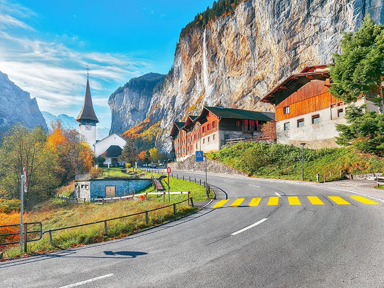 Driving in Lauterbrunnen Valley Switzerland