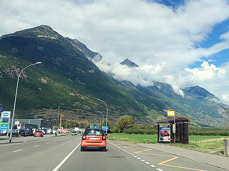 Driving on right side of road in Switzerland