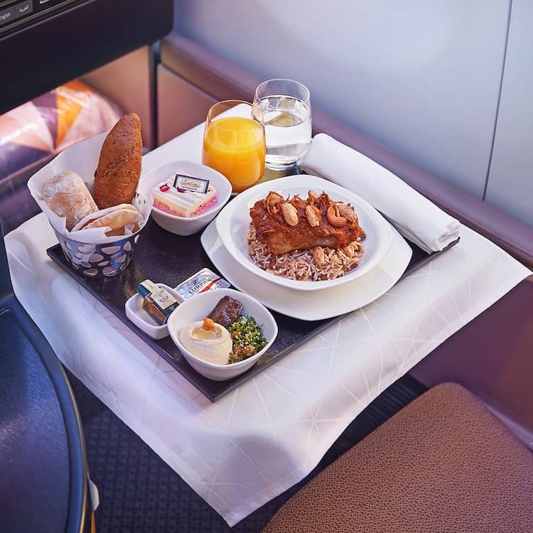 Business Class Meal Example on Etihad Airlines