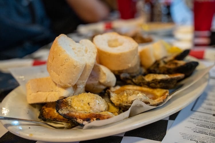 Oysters for lunch in New Orleans on a weekend