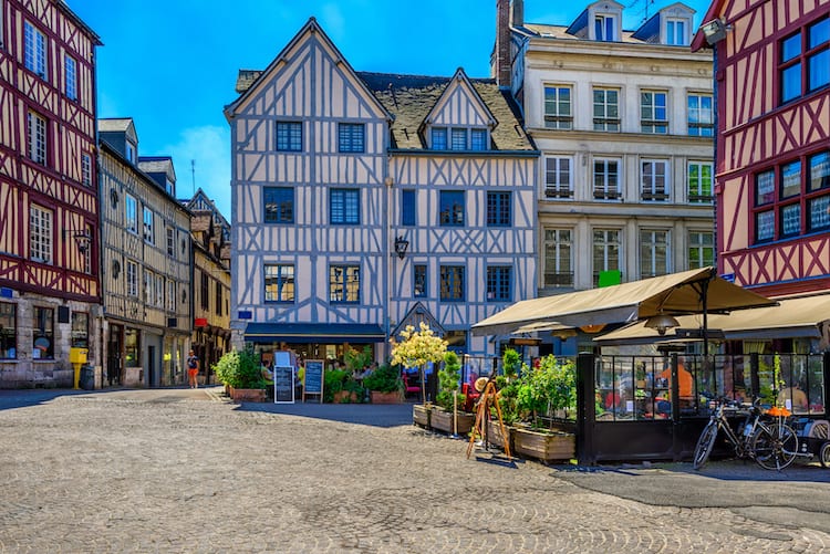 Street with Timber Frame Buildings in Rouen France