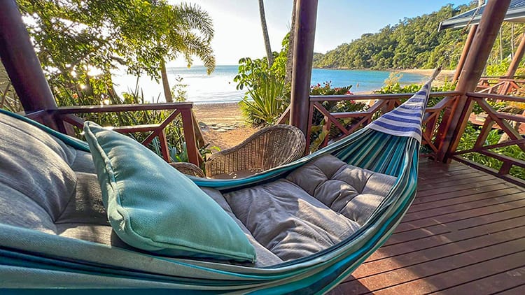 Palm Bay Resort Long Island Australia, hammock on the veranda