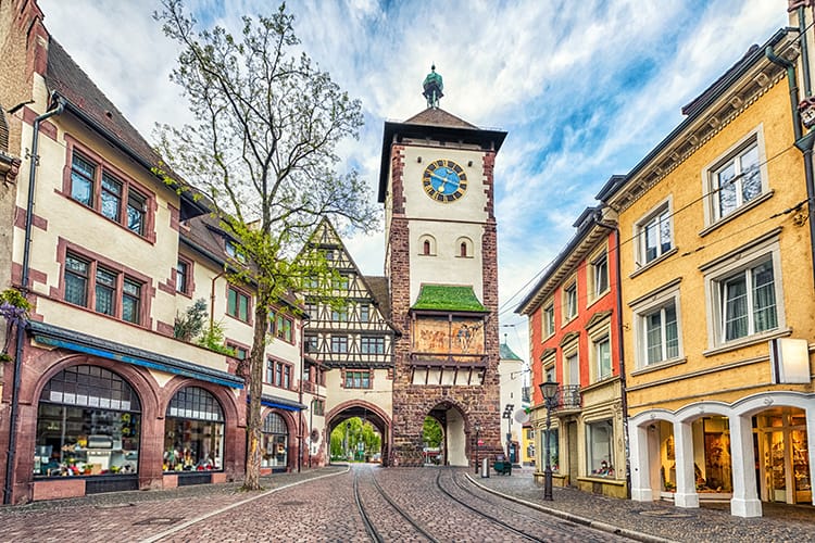 Schwabentor - historical city gate in Freiburg, Germany