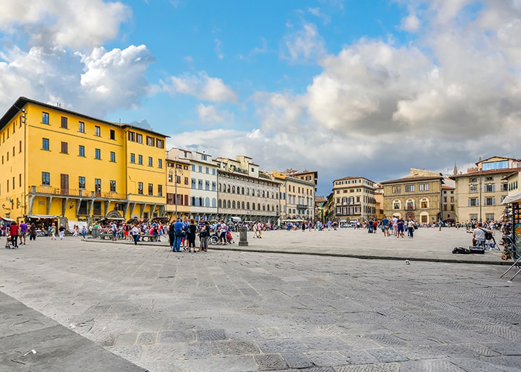 The piazza Santa Croce in Florence Italy