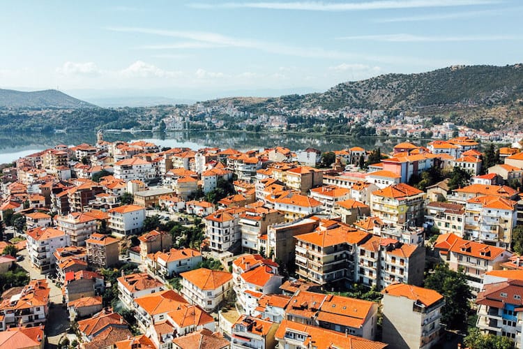 Emily Lush Kastoria Greece drone view of town