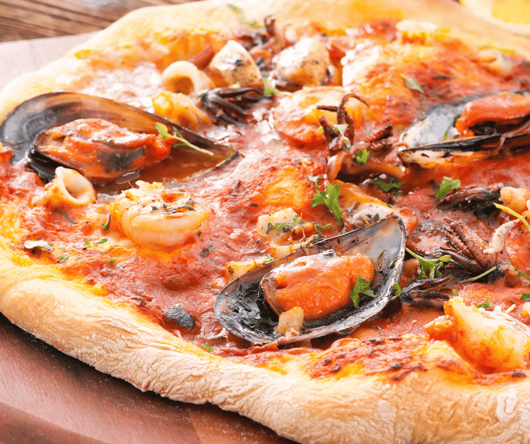 Frutti di Mare Pizza with a variety of seafood