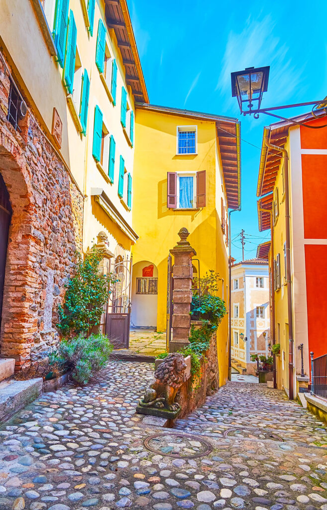 The street with colorful houses, Morcote, Switzerland