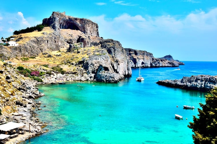 Sea View and Rock cliffs in Rhodes Greece