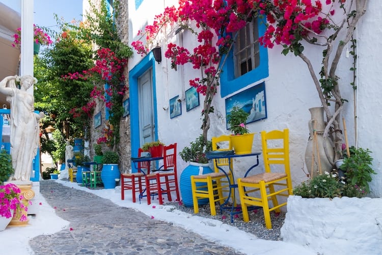 Table and Chairs in Kos town cobbled streets