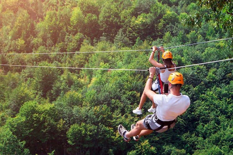 Couple on the Ozarks Mountain Zipline