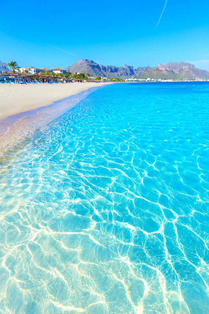 Best island in Spain - Majorca Platja Tamarells in Pollensa Pollenca