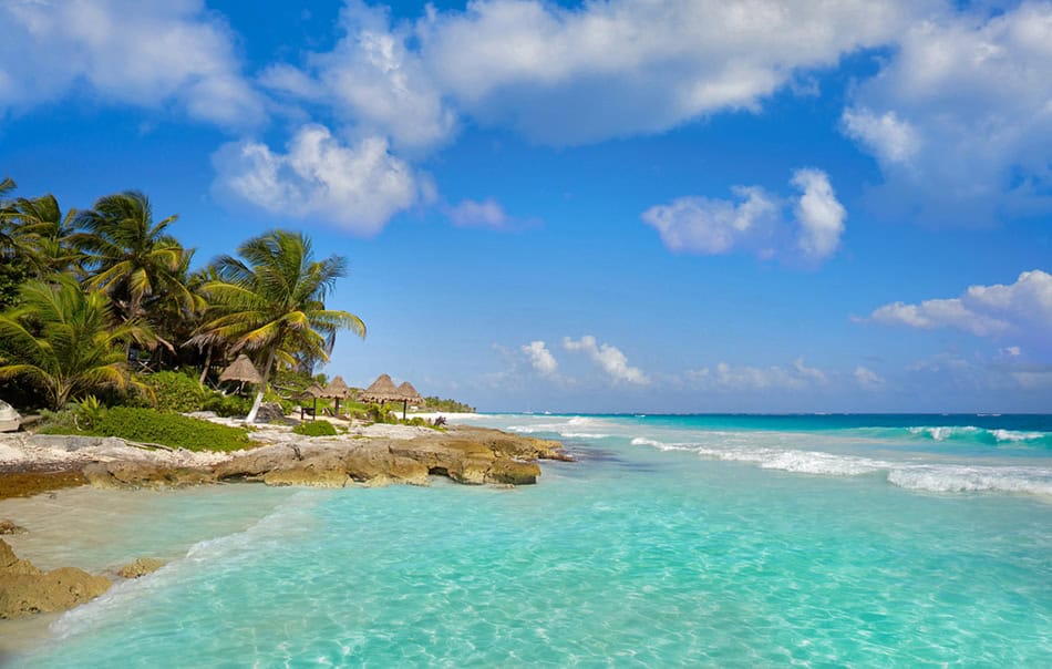 Tulum Caribbean beach in Riviera Maya Mexico