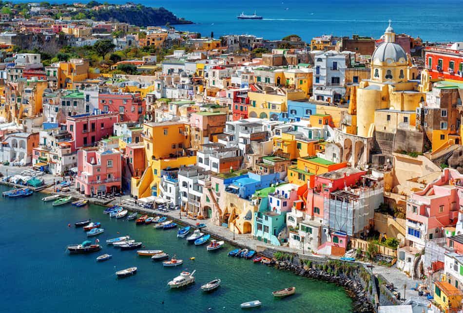 colorful houses in Italy on Procida Island