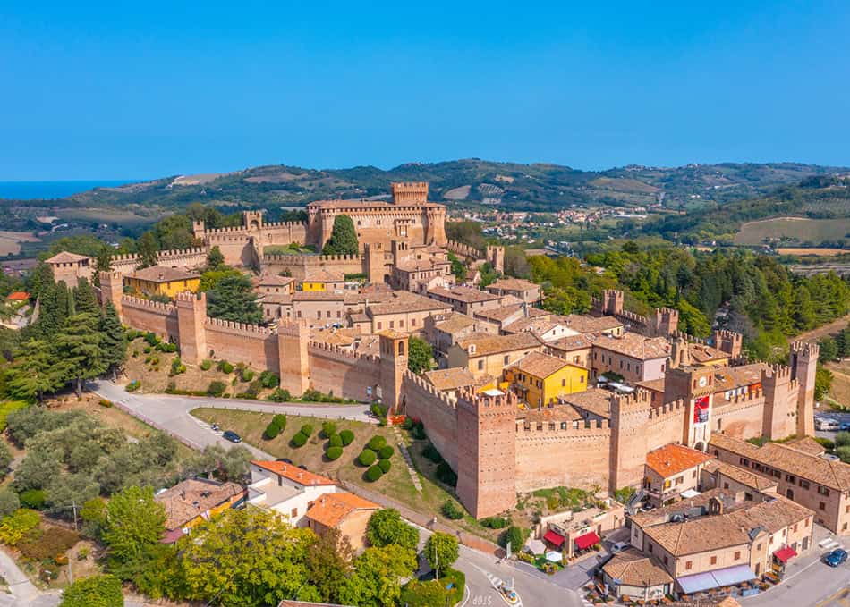 Aerial view of Italian town Gradara.