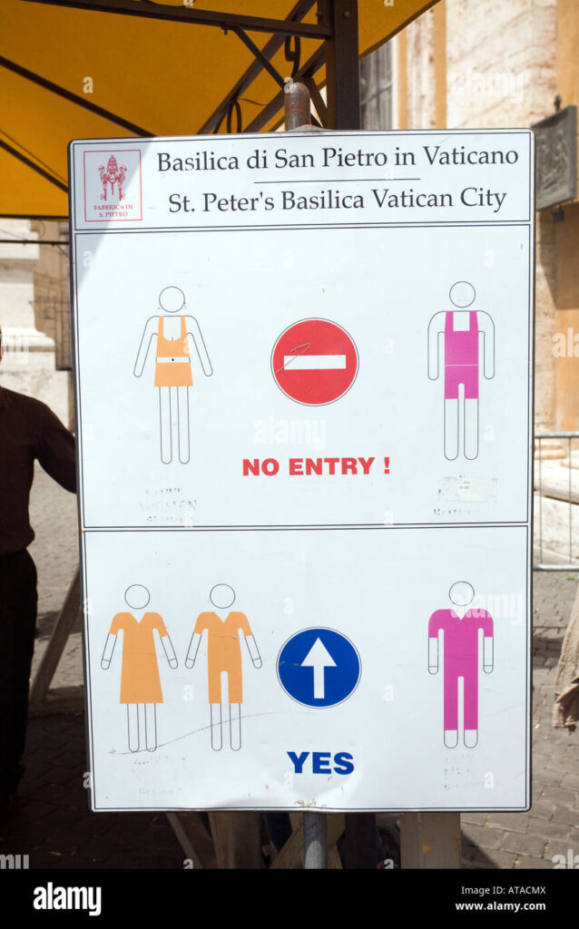 italy church dress code sign