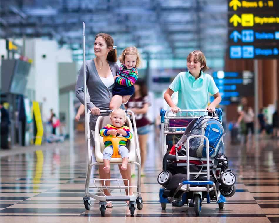 Airport family with baby