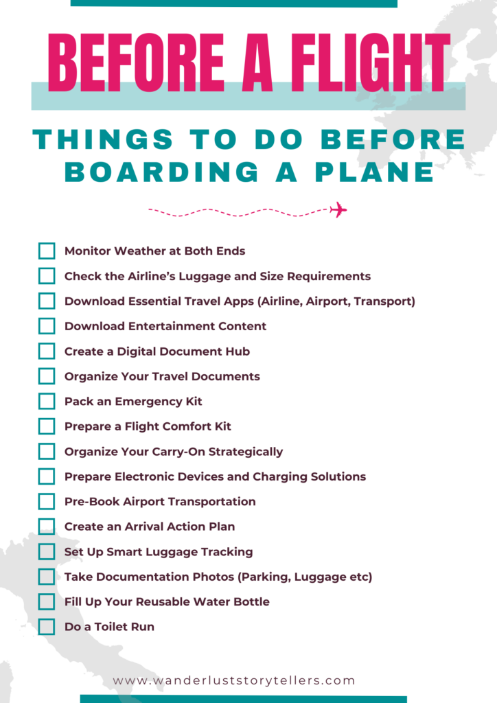 Things to do before boarding a plane
